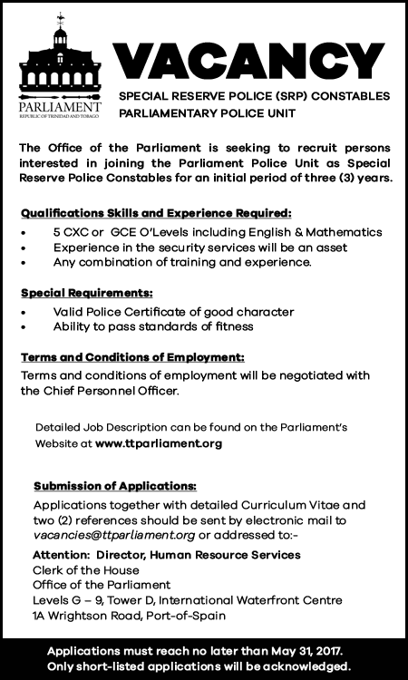 Ad for PPU Vacancies 2017